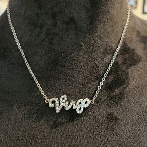 Silver diamond Virgo necklace 16 inches